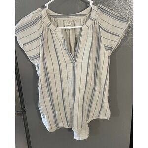 UpWest Resort Mercantile Women's Small Short Sleeve Striped Shirt blouse Beach